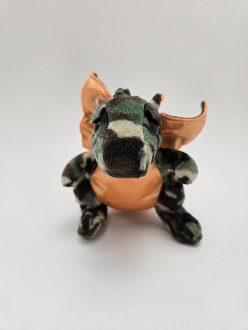 Ty Beanie Baby “Razor” the Camo and Orange Dragon - No Hang Tag *Rare* (6 inch)